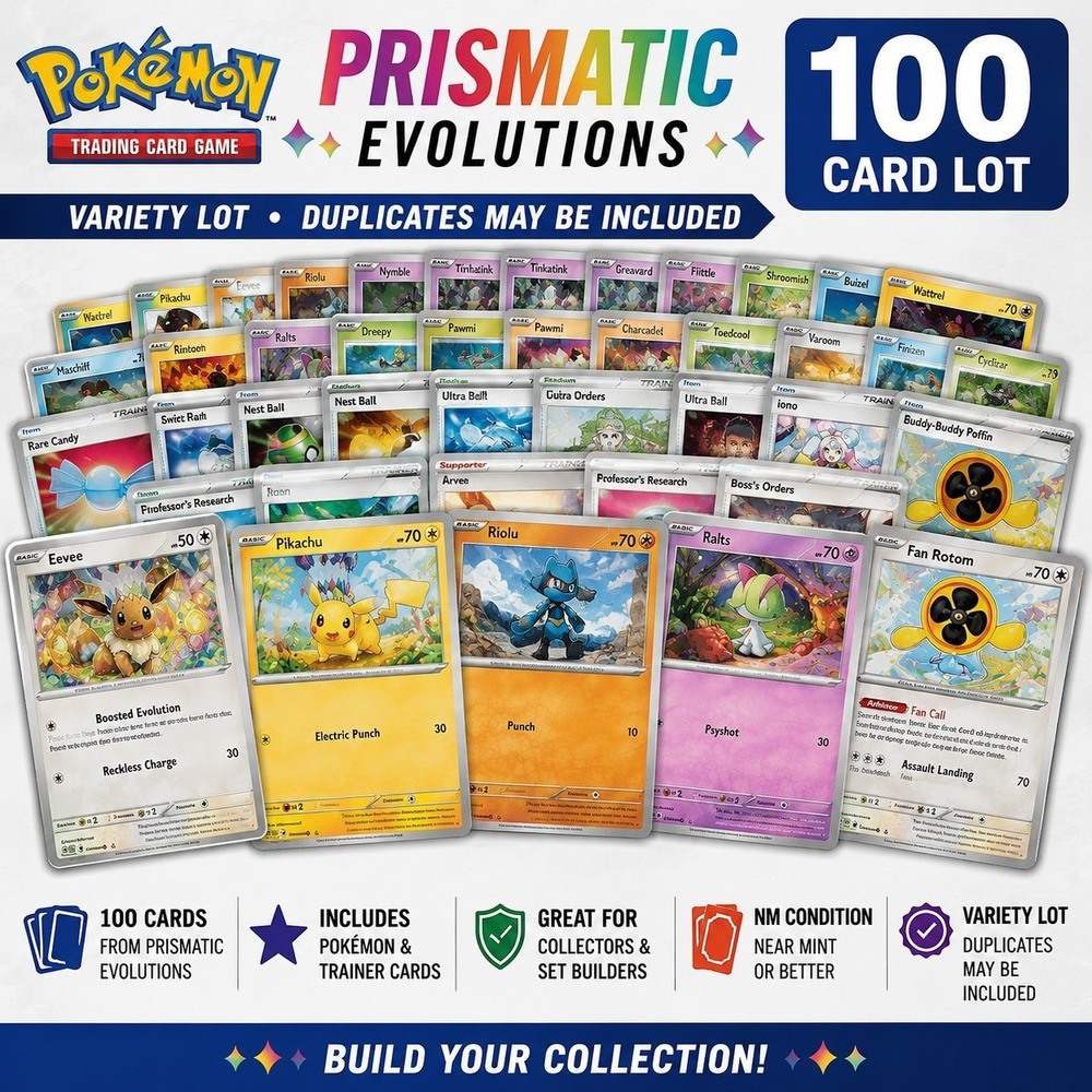 Pokémon Prismatic Evolutions 100 Card Lot Set Builder NM Variety Lot